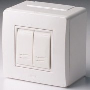 ДКС 10001 Коробка в сборе с 2-клавишным выключателем, белая DKC