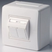 ДКС 10656 Коробка в сборе с 2 розетками RJ45, кат5е  (телефон / компьютер), белая DKC