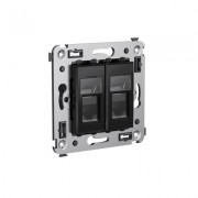 ДКС 4402464 Компьютерная розетка RJ-45 в стену, кат5e двойная, Avanti, Черный квадрат DKC