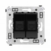 ДКС 4402674 Розетка компьютерная 2-м СП Avanti Черный квадрат RJ45 кат6A без шторок механизм DKC 4402674 DKC
