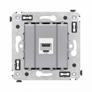 ДКС 4404693 Розетка компьютерная 1-м СП Avanti Закаленная сталь RJ45 кат6 без шторок механизм DKC 4404693 DKC