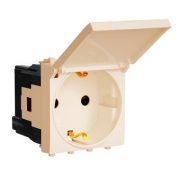 ДКС 4405012 Розетка с крышкой модульная, 2P+E, с з/ш, Avanti, Ванильная дымка, 2 модуля DKC