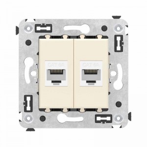 ДКС 4405674 Розетка компьютерная 2-м СП Avanti Ванильная дымка RJ45 кат6A без шторок механизм DKC 4405674 DKC