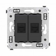 ДКС 4412674 Розетка компьютерная 2-м СП Avanti Черный матовый RJ45 кат6A без шторок механизм DKC 4412674 DKC
